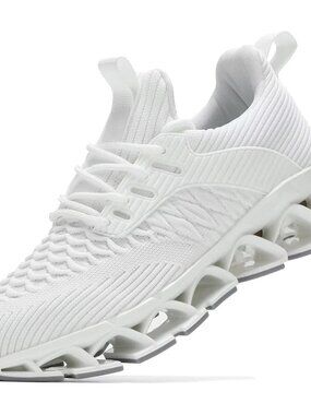 Women's White Blade Comfort Non Slip Athletic Trainer Slip on Sneaker Shoes